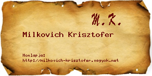 Milkovich Krisztofer névjegykártya
